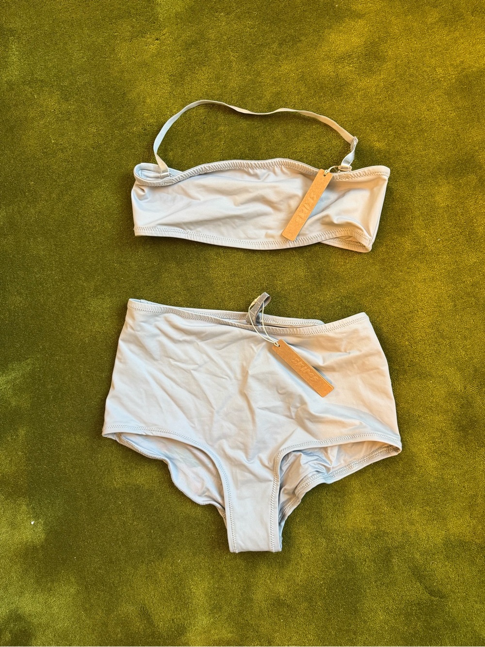 SKIMS NWT Chrome Recycled Swim boy shorts and bandeau top